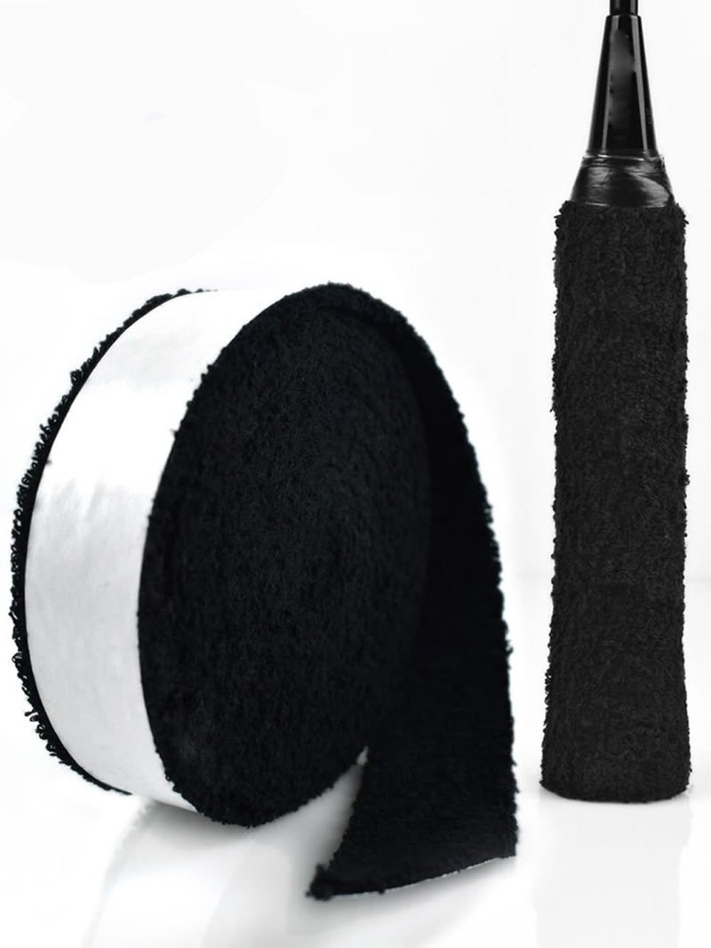 ITODA Badminton Tennis Racket Towel Hand Glue,Cotton Anti-Skid Sweat Tape Badminton Racket OverGrip Sweatband Tape Wraps (Black) - Image 5